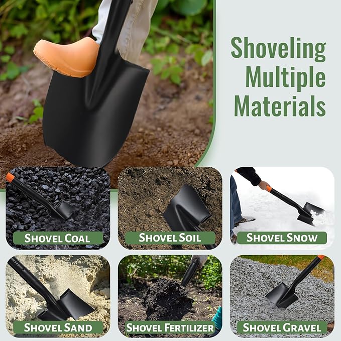 Small Shovels for Digging, Garden Spade Shovel Beach Shovels with 43.3in Handle,Heavy Duty Portable