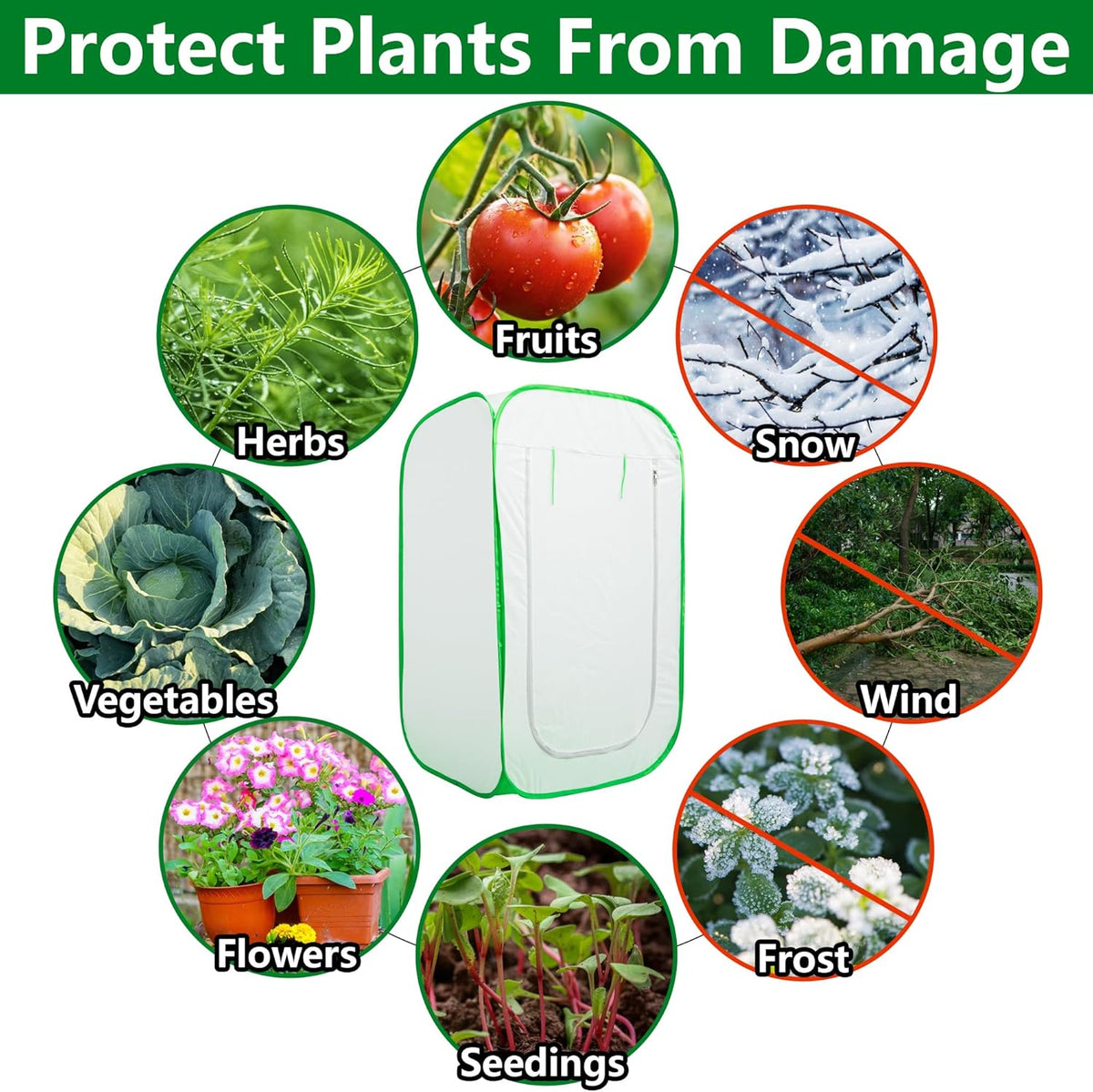 28 x 28 x 48 Inch Pop Up Winter Frost Plant Cover, Gardening Plants Freeze Protection Tent, Warm