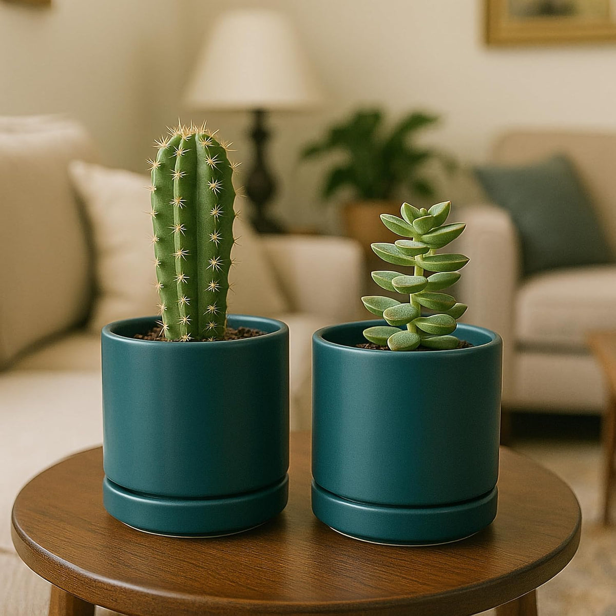 D'vine Dev Set of 2 Plants Pots, 4.7 Inch Ceramic Planter Pot for Plants with Drainage Hole and