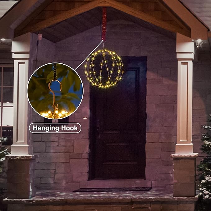 LIGHTSHARE 248LED 12IN+16IN+20IN Light Ball Yard Decoration Pathway Lights Brown Sphere Light Fold