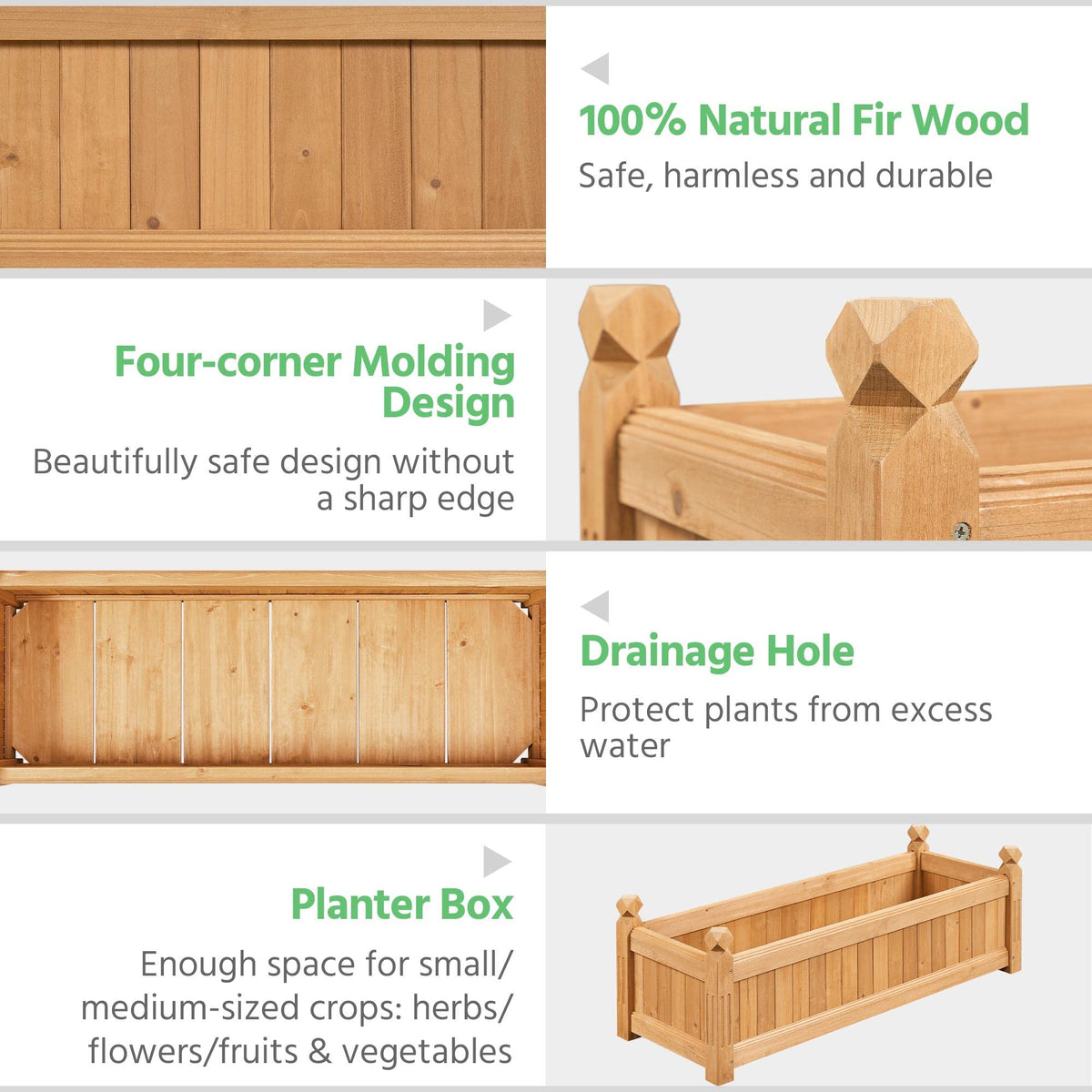 Yaheetech 43.5" Wooden Raised Garden Bed Rectangular Planter Box, 1pcs