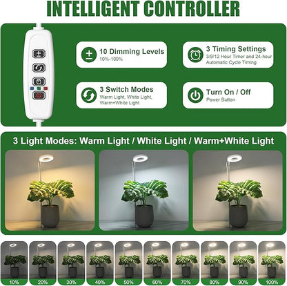 White Grow Lights for Indoor Plants Full Spectrum, 48 LEDs Plant Light for Indoor Plants, Height