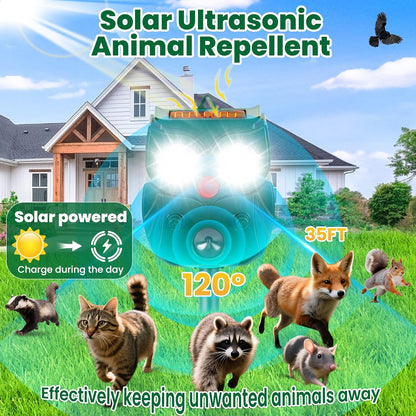 Solar Ultrasonic Animal Repellent Outdoor, 2Pack Waterproof Deer Repellent Devices with RIP Motion