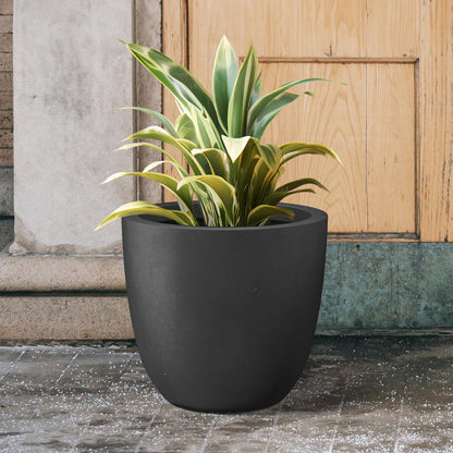 Kante 18 Inch Dia Round Concrete Planter, Indoor Outdoor Large Plant Pot with Drainage Hole and