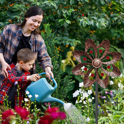 Metal Wind Spinners Outdoor, 360° Wind Sculpture Spinner with Metal Stake, Waterproof Spinners