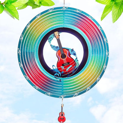 Guitar Wind Spinners Garden Yard Decor Gift for Women Men, 12 Inch Outdoor Metal 3D Wind Spinner