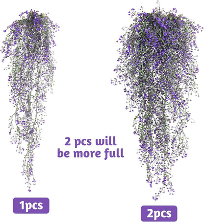 RECUTMS Artificial Vine Plants 2 Pack Fake Hanging Flower Plants Faux Ivy Vine Leaves Plastic Baby