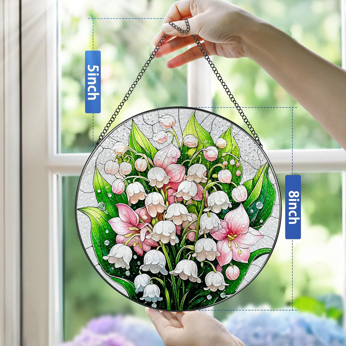 8-Inch Stained Glass Ornament, Stained Glass Window Hanging, Window Hanging Decor Suncatcher, The