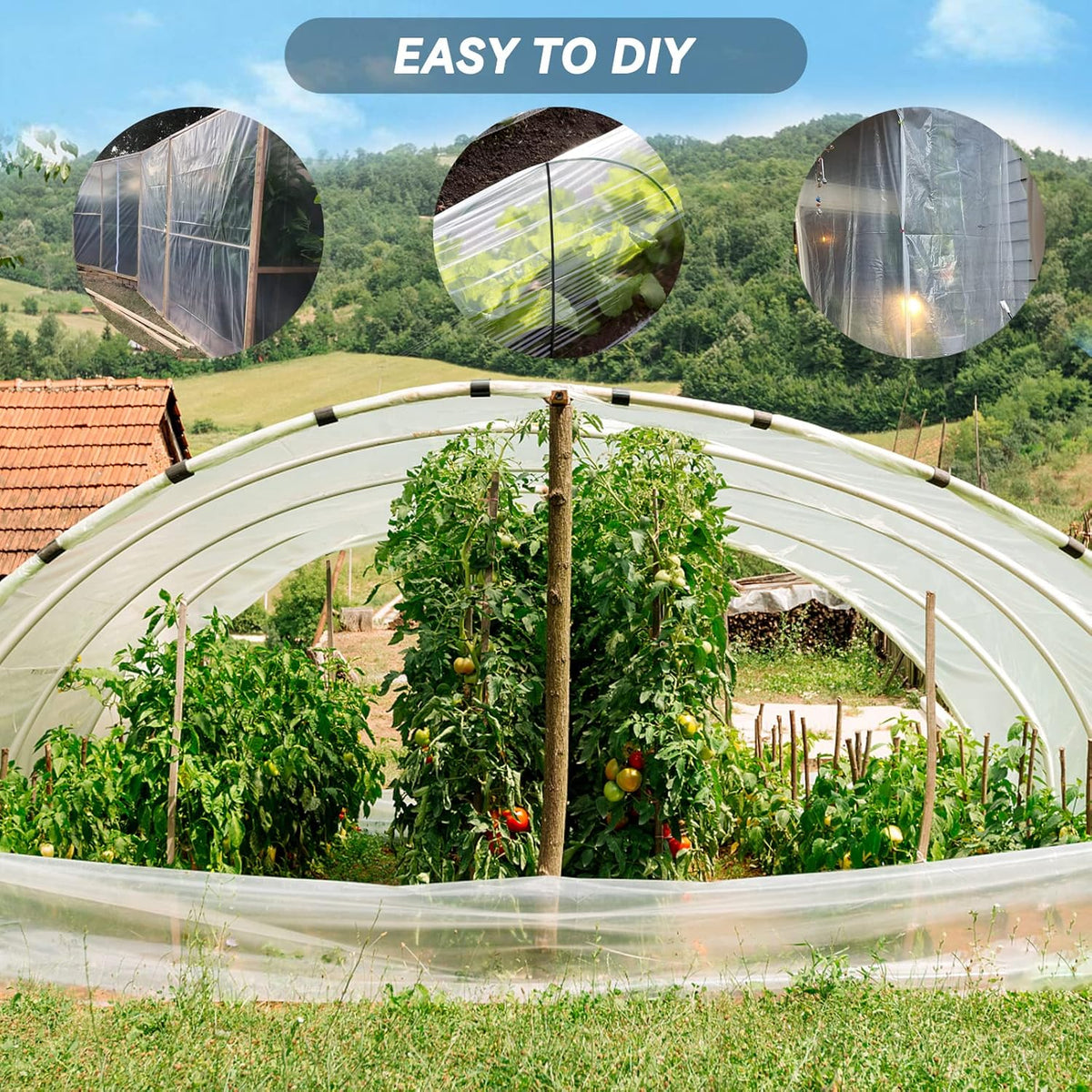 12x50 Ft Clear Greenhouse Film Plastic Sheeting, Greenhouse Polyethylene Plastic Film 6 mil
