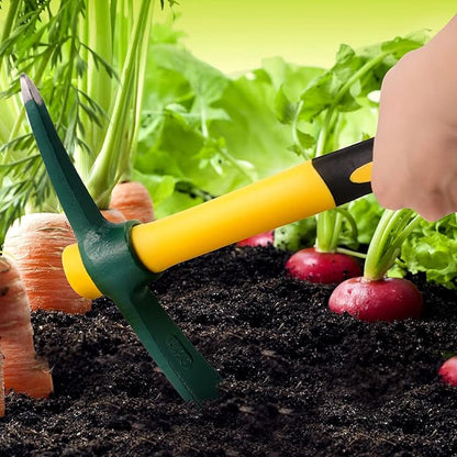 17.7 Inches Pick Mattock Hoe with Fiberglass Handle, Forged Steel Garden Tool Weeding Pick Axe for