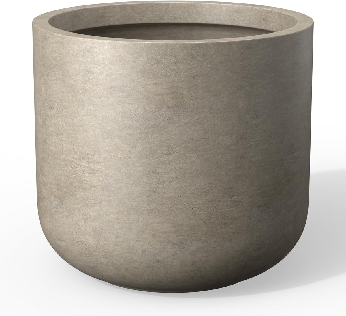 Kante 13.8-Inch Dia Round Concrete Planter, Indoor & Outdoor Garden Pot with Drainage Hole & Rubber