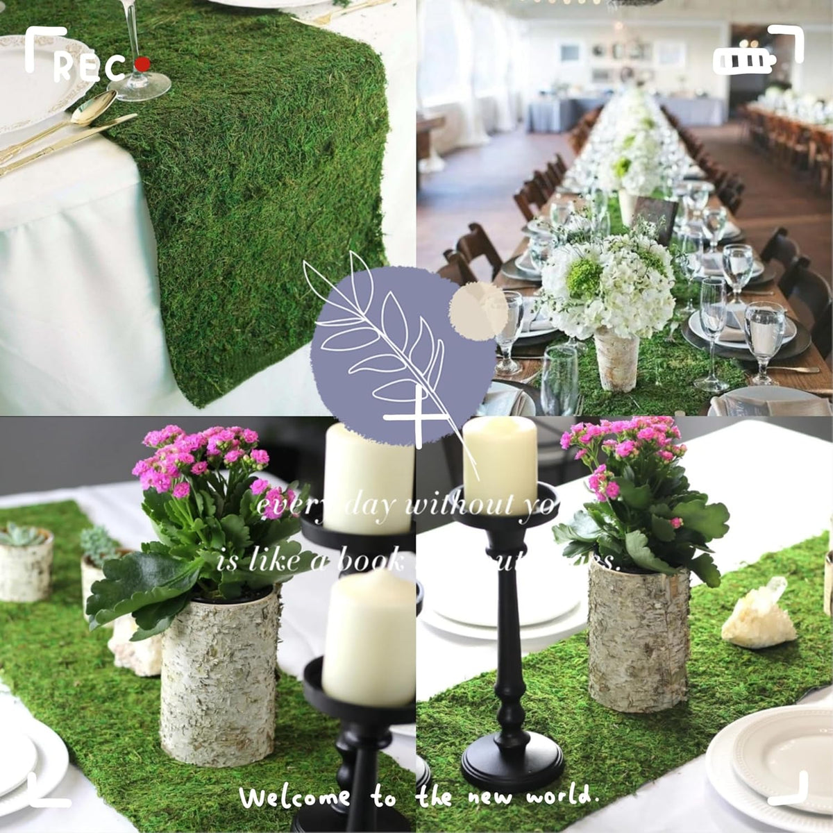 Byher Dried Moss Table Runner for Party Garden Decoration , Dark Green (14cm X 130cm ( 5.5" x 51" ))