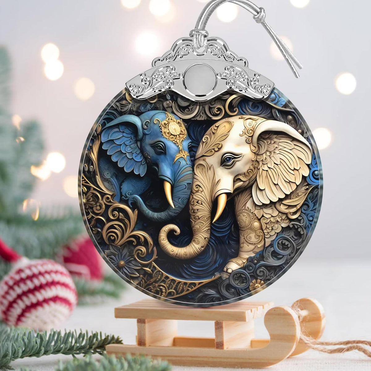 Christmas Ornament - Stained Glass Elephant - Home Decor - Holiday Present Ideas - Gift Exchange