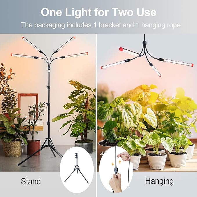 FECiDA Gamechanger! 36W 4Head Grow Light with Tripod Stand, 2025 Big Coverage LED Grow Lights for