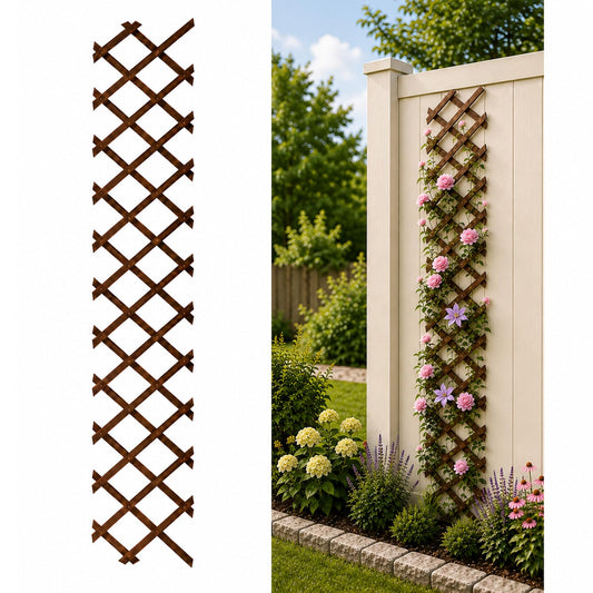 Expandable Garden Trellis, 13" x 68" Trellis for Climbing Plants Outdoor, Wooden Lattice Fence Wall