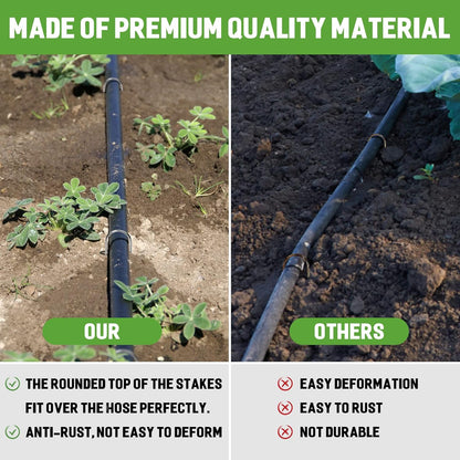 4 Inch 160 Pack 11 Gauge U - Shape Garden Stakes Set: Drip, Line & Irrigation Tubing Stakes