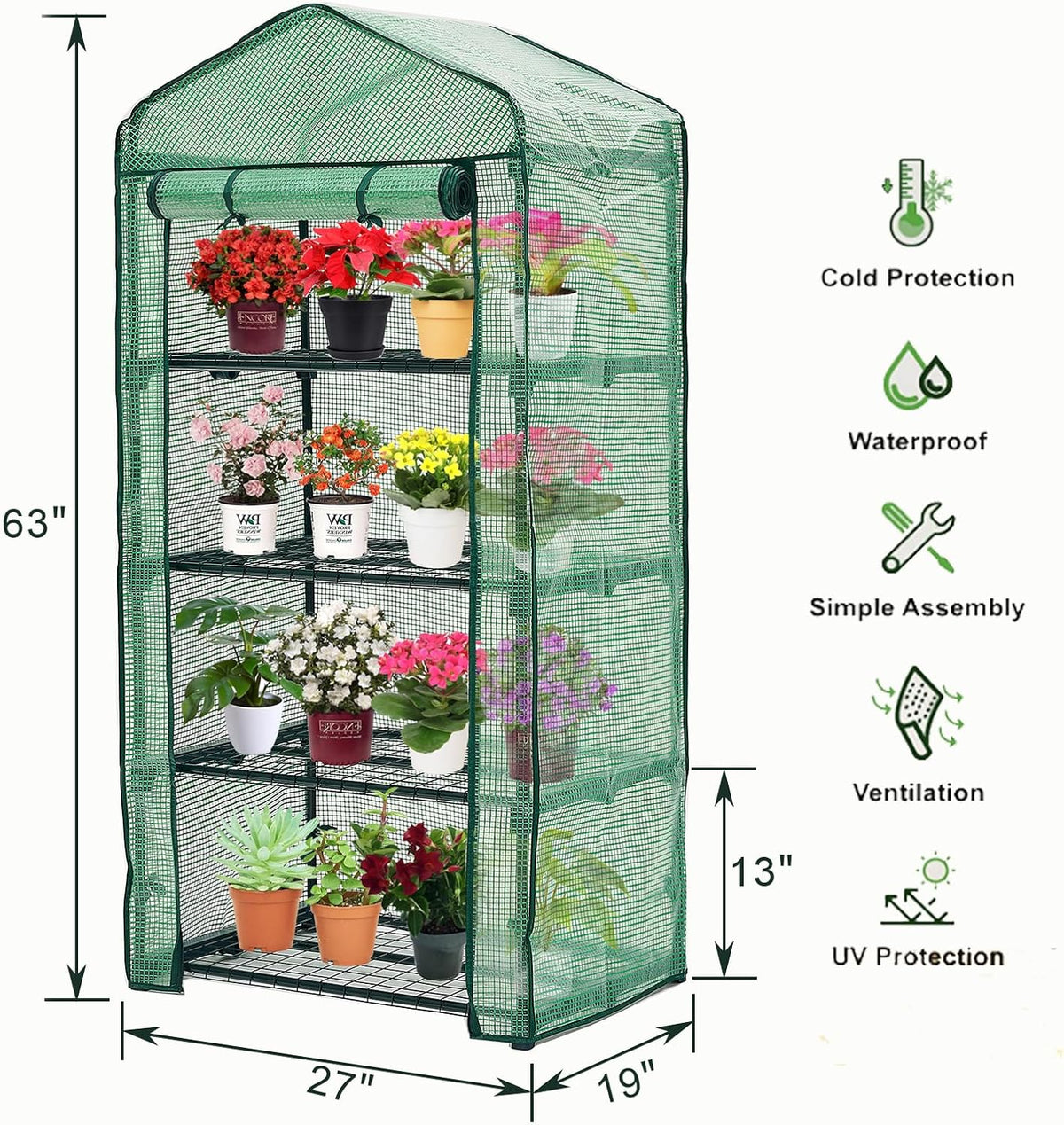 Mini Greenhouse for Indoor Outdoor,Plant Green House 4-Tier Rack Stand Portable Greenhouses with