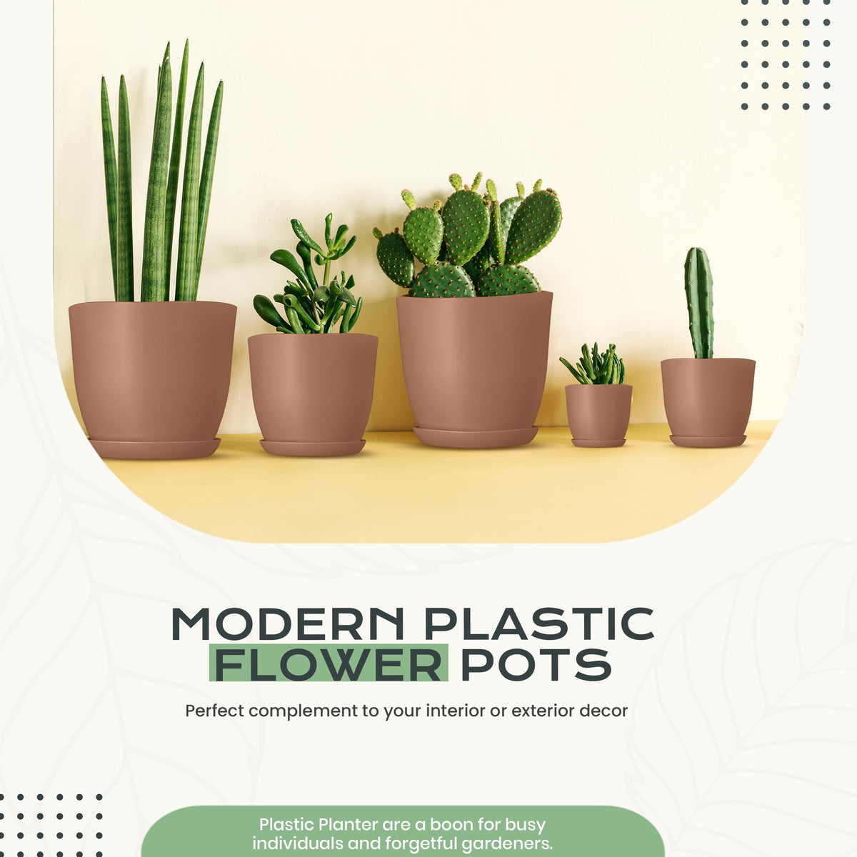 Plant Pots Indoor with Drainage 10 Pack Multi-Size Planters Set Terracotta