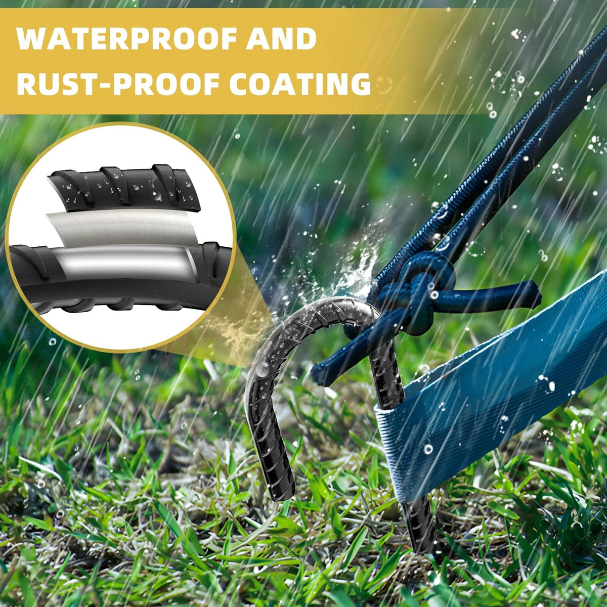12 Inch Rebar Stakes, 8 Pack J Hook Heavy Duty Ground Stakes for Canopy Tent Trampoline and Chain