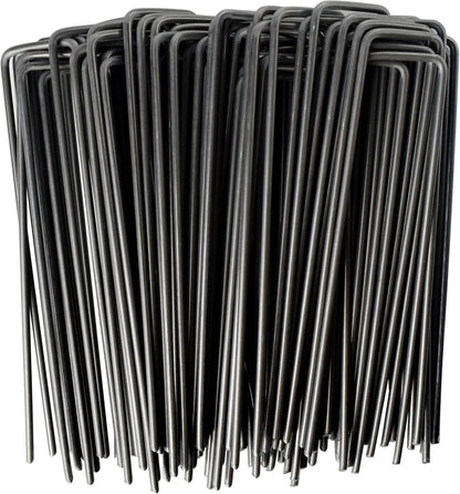 MySit 6" Garden Staples Landscape Stakes Ground Pins 200 Pack, Lawn Staples Weed Fabric Staple