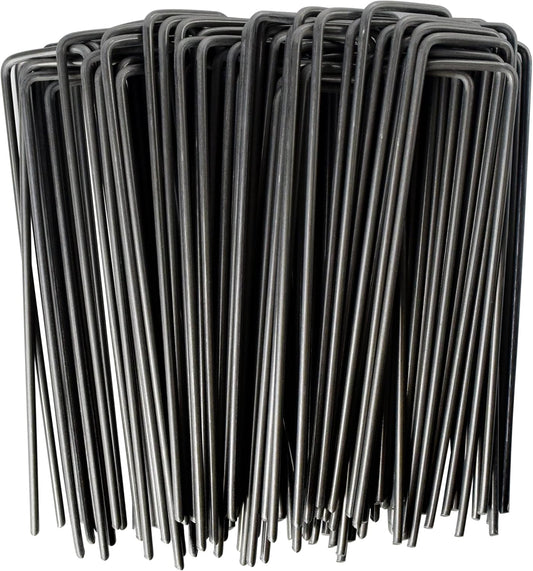 MySit 6" Garden Staples Landscape Stakes Ground Pins 200 Pack, Lawn Staples Weed Fabric Staple