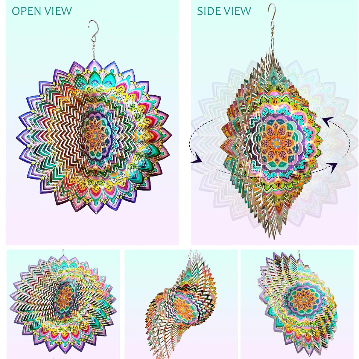 Wind Spinners Outdoor Mandala Lucky Clover,Wind Spinner Lucky Gifts for