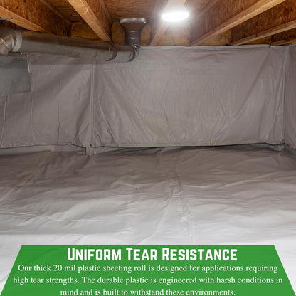 Farm Plastic Supply Crawl Space Vapor Barrier, 20 mil - Thick Plastic Sheeting, Drop Cloth Moisture