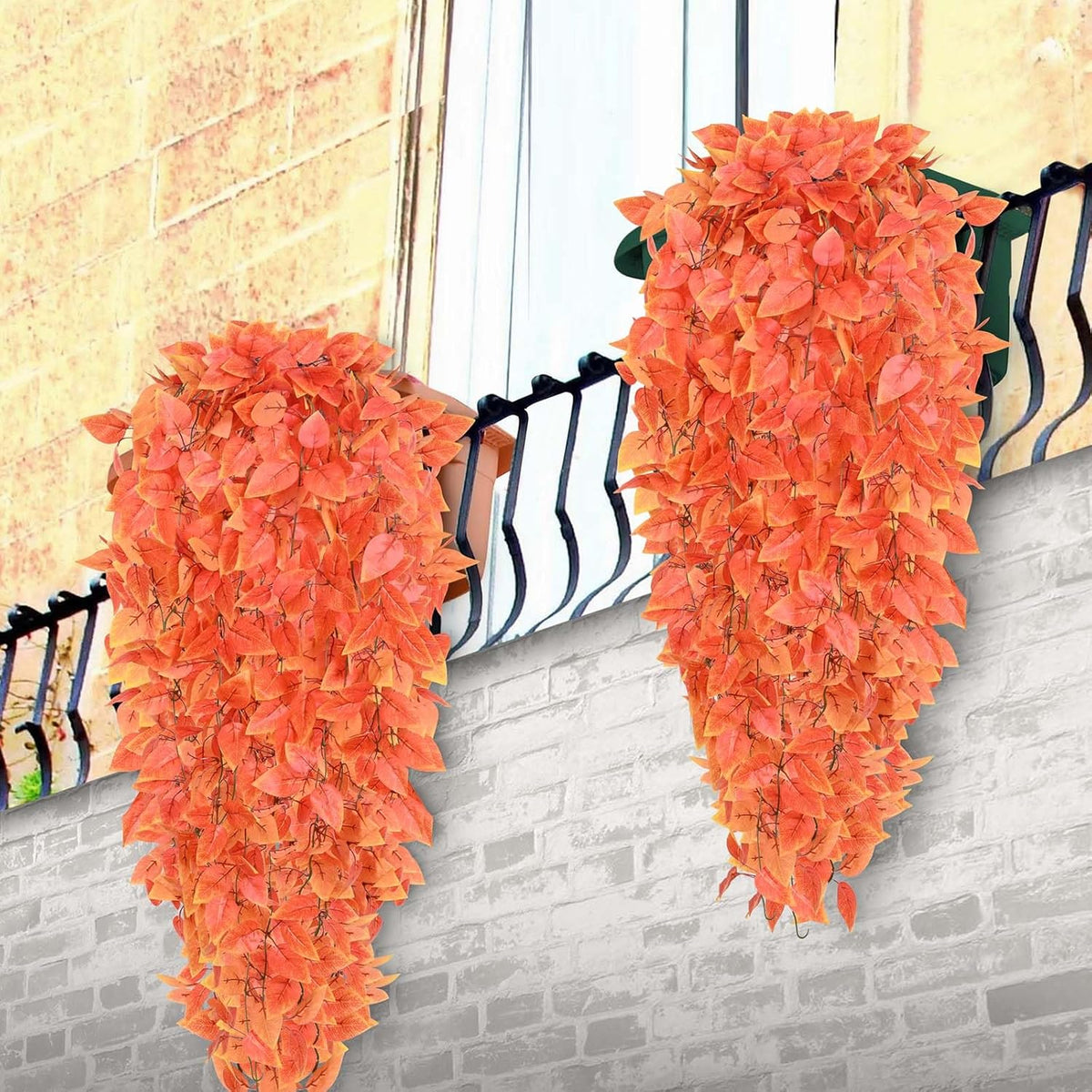 BLEUM CADE Fake Hanging Plants, 2pcs Artificial Hanging Plant, Faux Orange Vines Hanging Plant for