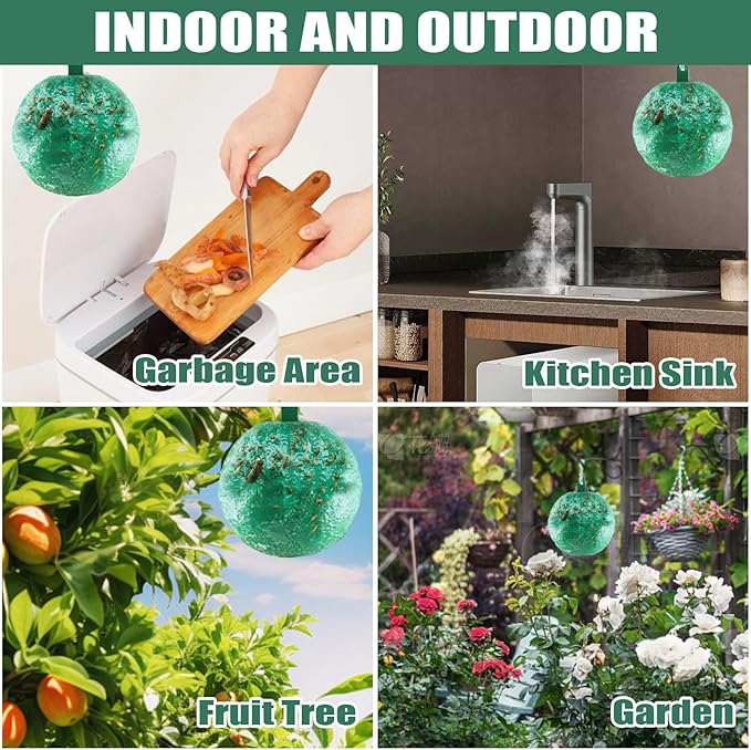 Fruit Fly Traps Ball Fly Trap Indoor, 6 PCS Hanging Bugs Sticky Ball Fly Trap Outdoor, Gnat Trap
