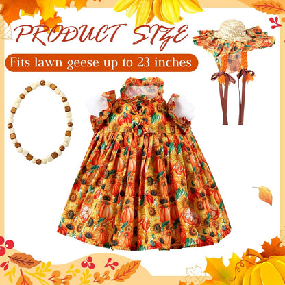 Fall Thanksgiving Goose Outfit Sunflower Porch Goose Costume with Hat Necklace for 23 Autumn Patio