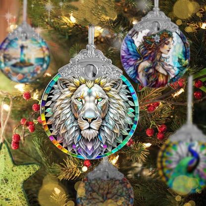 Stained Glass Suncatcher, Jocidea Lion Ornament, Christmas Ornaments, Holidays Ornaments, Christmas