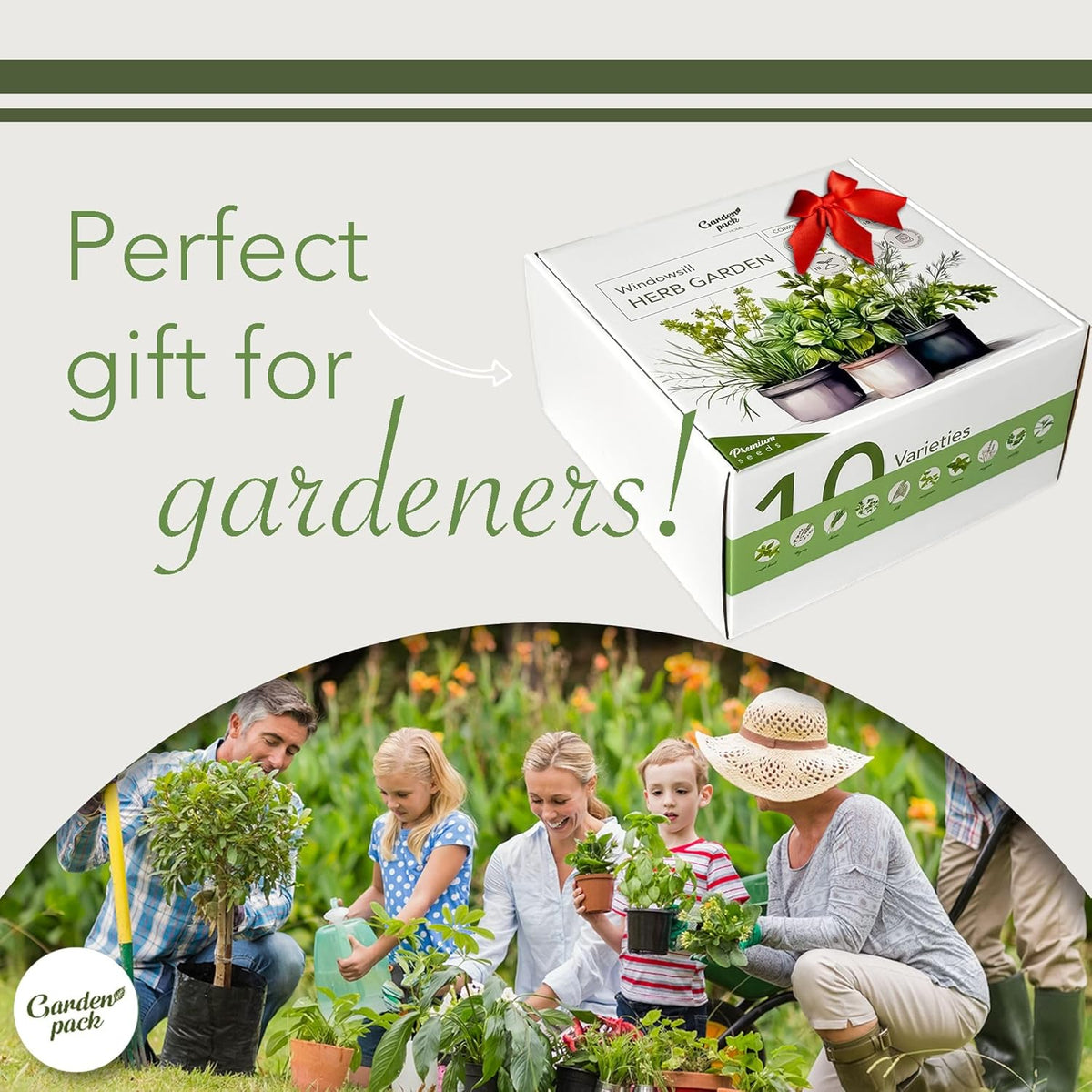 Garden Pack 10 Herb Indoor Window Herb Garden - Includes Pots, Trays, and Compressed Soil for Easy