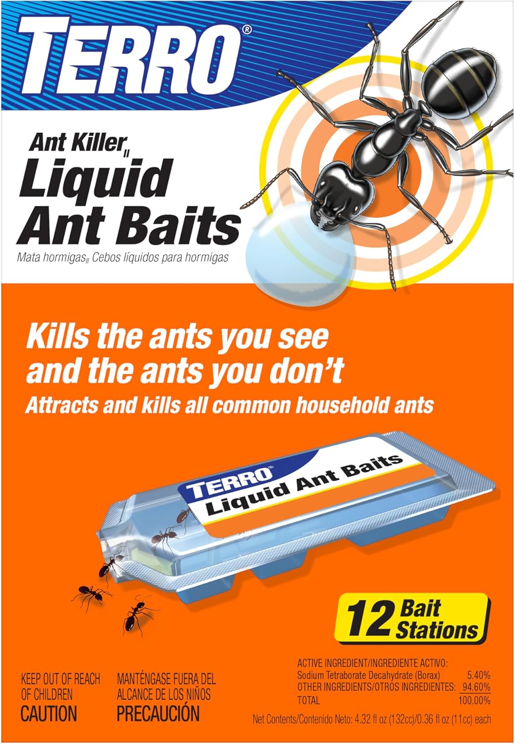 TERRO Ant Killer Bait Stations T300B - Liquid Bait to Eliminate Ants - Bait System - 12 Count