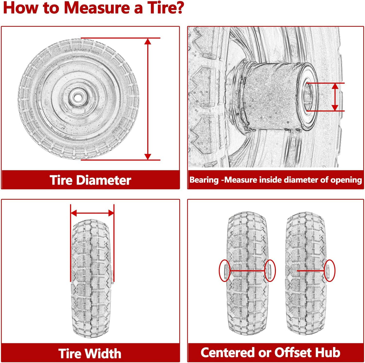 Parts Camp For Gorilla Cart Wheels 13-Inch replacement gorilla cart tires 4.00-6 Flat-free Solid