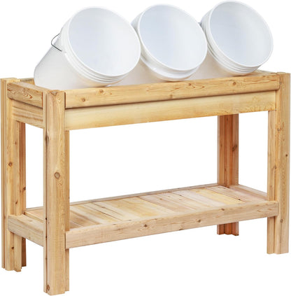 Greenes Fence Three Bucket Cedar Storage with Shelf, 44 in. x 16 in. x 30 in. - Made in USA with
