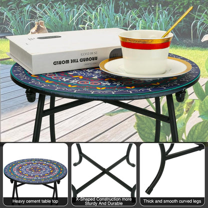 Outdoor Metal Side Tables, 14" Round Patio Side Table, Weather Resistant Metal End Table Side Table