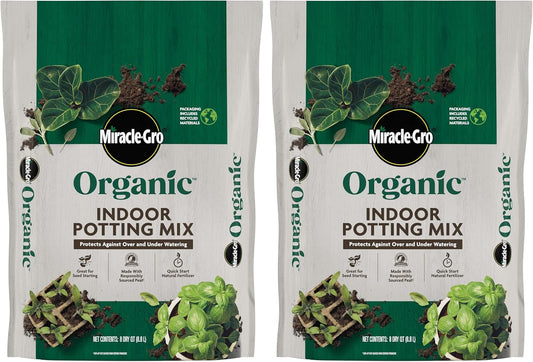 Miracle-Gro Organic Indoor Potting Mix, Protects Against Over and Under Watering, for Indoor