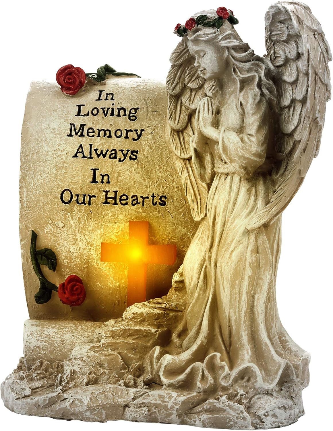 Malister Memorial Gifts - Garden Angel Statue Sympathy Gift with Solar Led Light, Bereavement