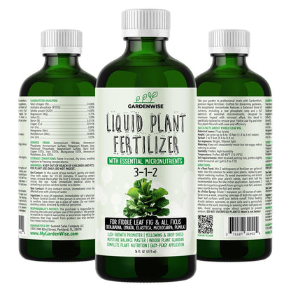 3-1-2 Liquid Fertilizer Concentrate with Micronutrients - Optimal Fiddle Leaf Fig Plant Food, Ideal
