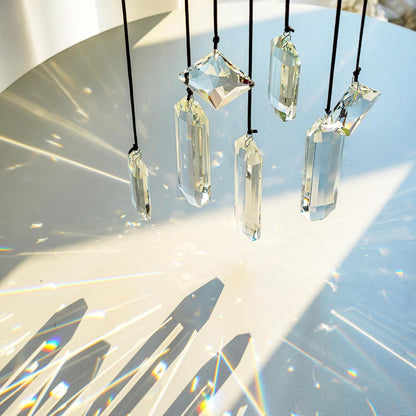 HDCRYSTALGIFTS Modern Grief Gift,Set 7 Clear Crystal Prisms Suncatchers Hanging Ornament,Rainbow
