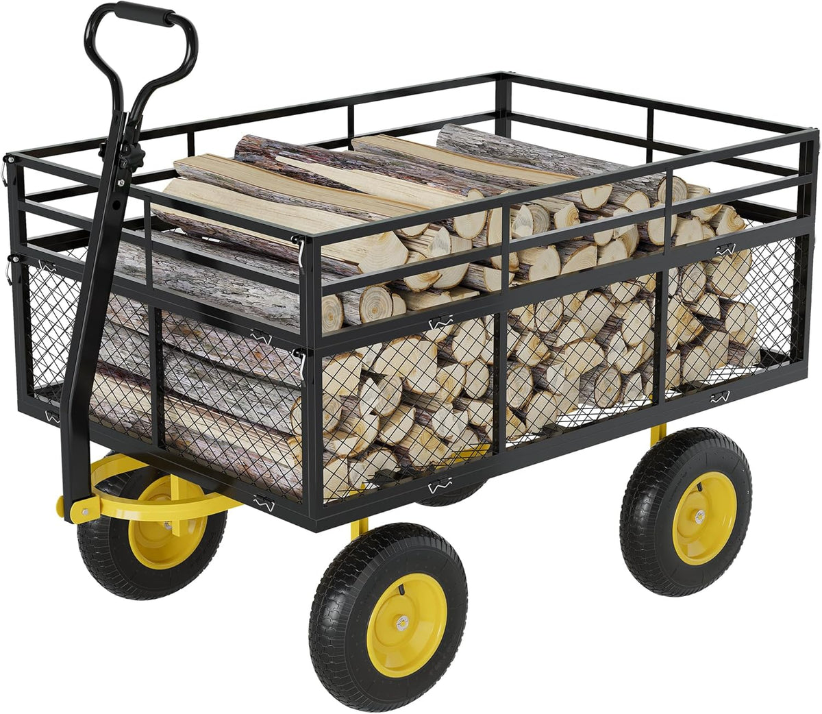 3-in-1 Heavy-Duty Steel Garden Cart, 1400 Lbs Garden Wagon, with 13 Inch All-Terrain Tires and