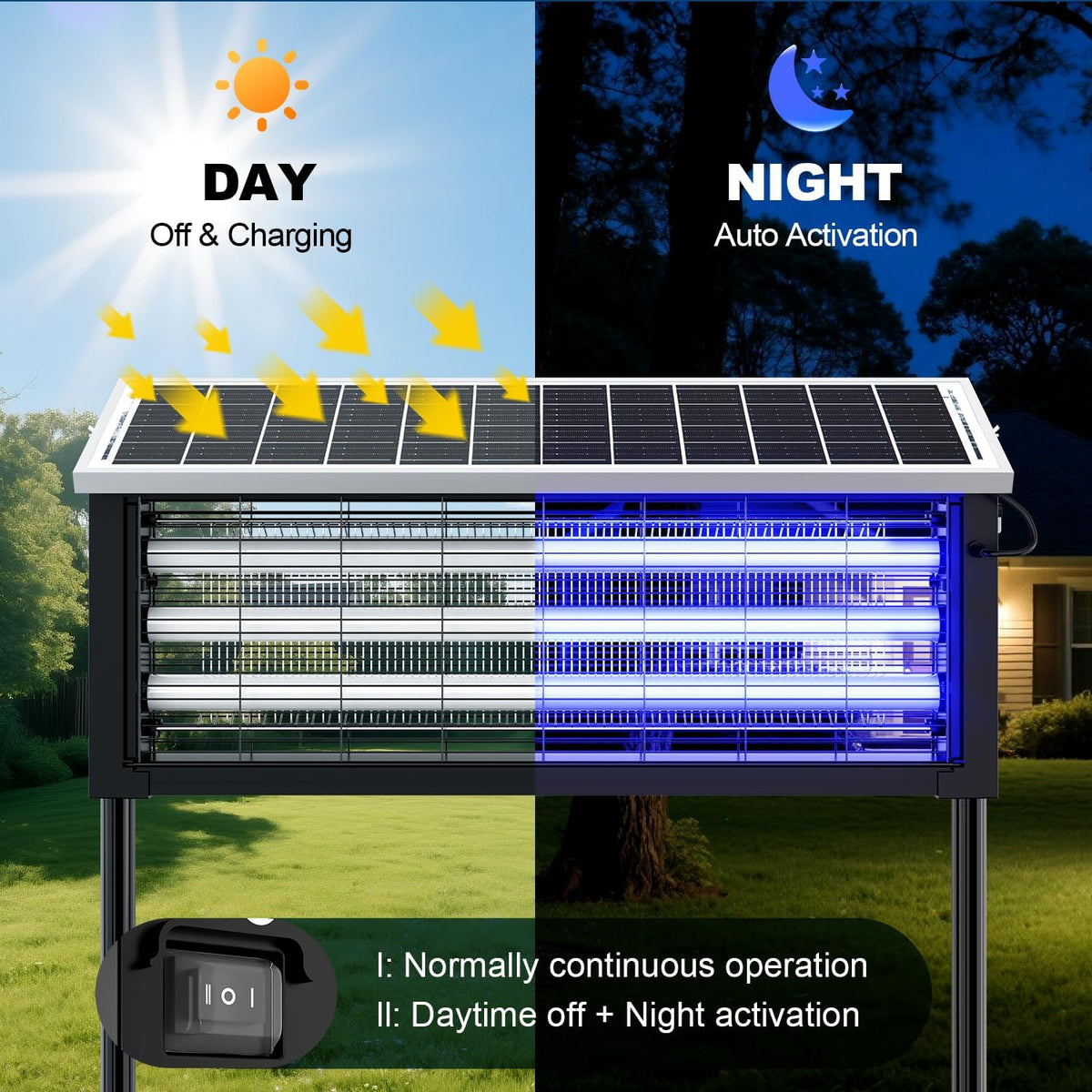 Solar Bug Zapper Outdoor, 30W Large Mosquito Zapper, Electric Mosquito Killer Outdoor, Waterproof &