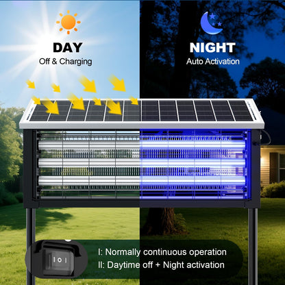 Solar Bug Zapper Outdoor, 30W Large Mosquito Zapper, Electric Mosquito Killer Outdoor, Waterproof &