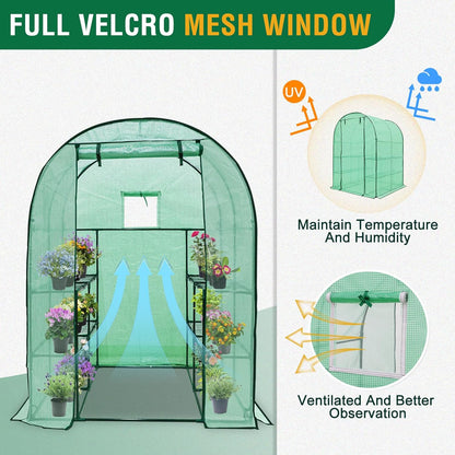 EAGLE PEAK 3-Tier Walk in Portable Greenhouse with 8 Wire Shelves, Indoor and Outdoor Garden House