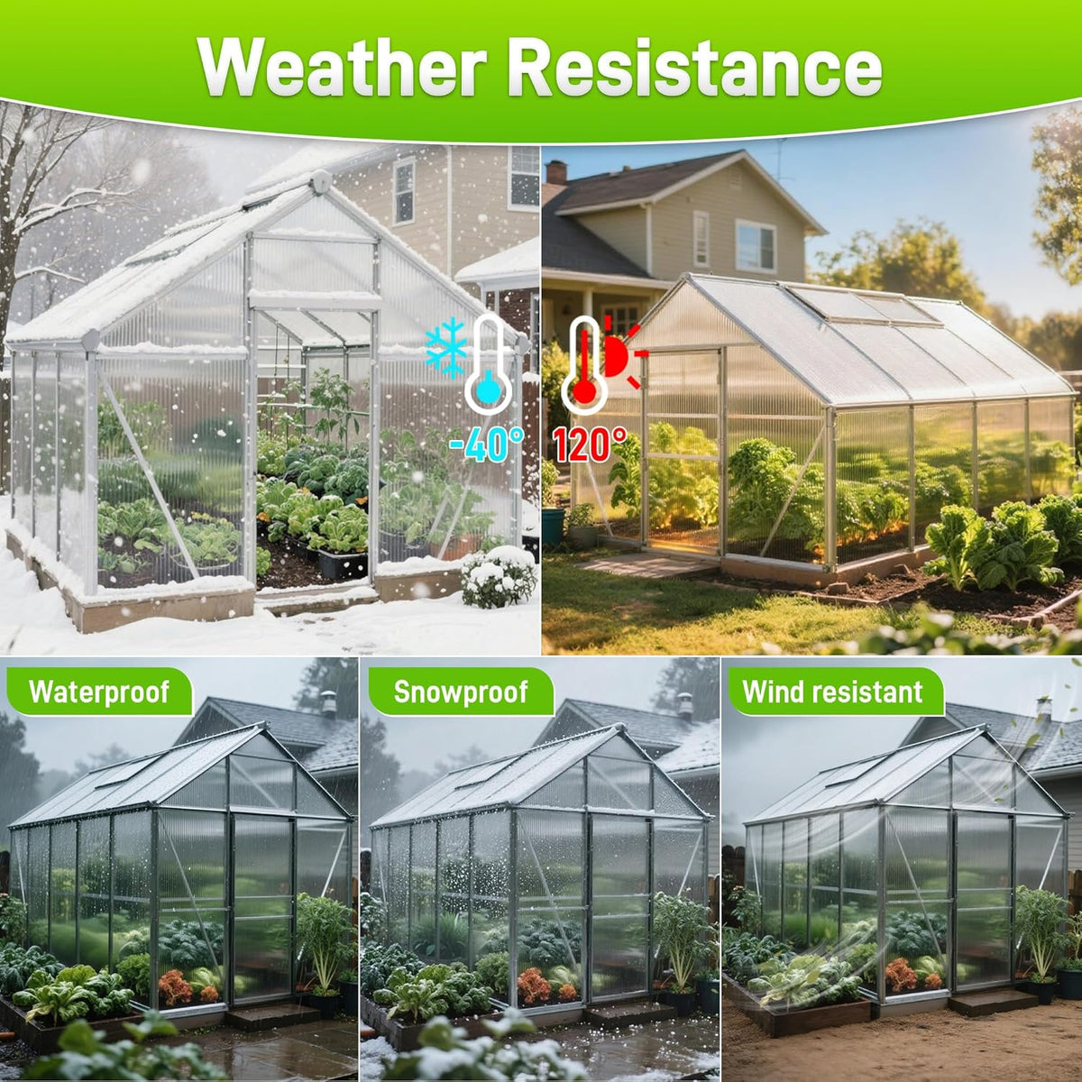 8PCS Polycarbonate Greenhouse Panels, 6' x 4' x 0.16'' Twin-Wall Panels Polycarbonate Sheet, Clear