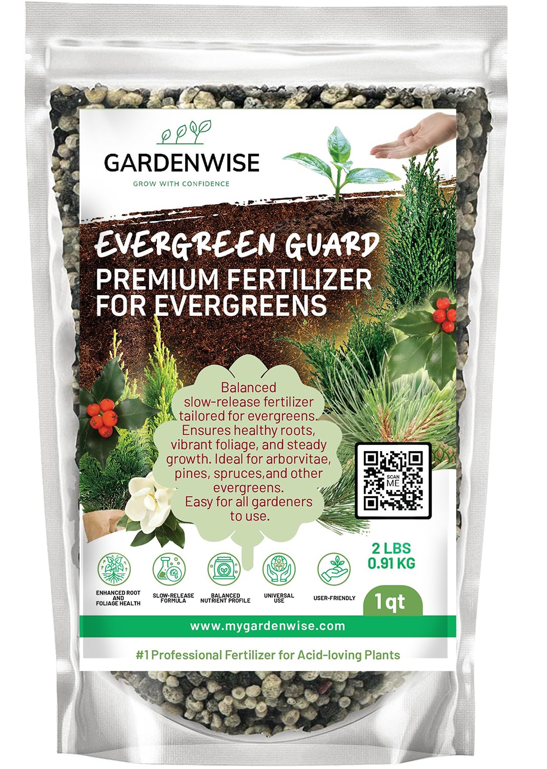 Evergreen Fertilizer – All-Purpose Granular Plant Food for Outdoor Trees and Shrubs, Azaleas