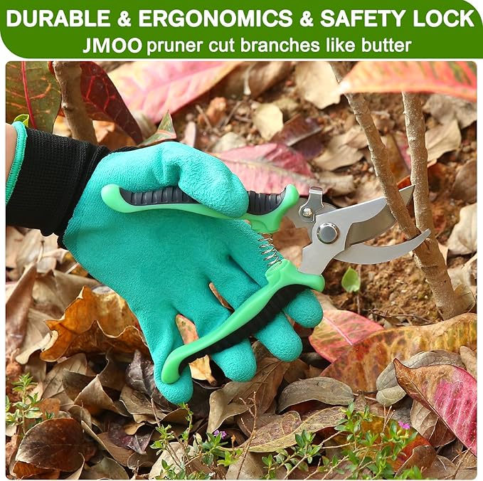 JMOO Garden Tools, 8-Piece Garden Tool Set with Non-Slip Ergonomic Handles, Lightweight Aluminum
