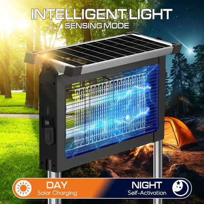 Solar Bug Zapper Outdoor Waterproof, Jepwe 4500V Cordless Bug Zapper Outdoor Large, Rechargeable