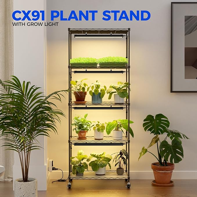 Barrina CX91 5-Tier Plant Stand with Grow Lights for Indoor Plants, Metal Plant Shelf Display Rack