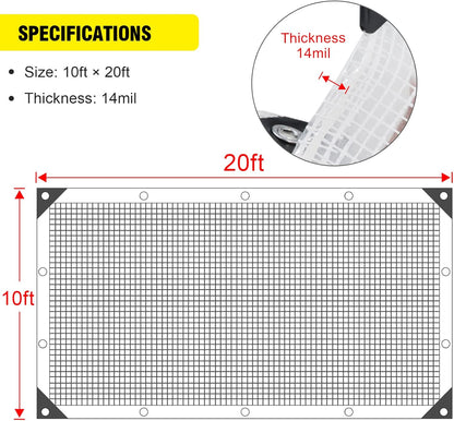 Clear Greenhouse Heavy Duty tarp 14 Mil Clear Waterproof Cover,UV Resistant Poly Tarp with Grommets